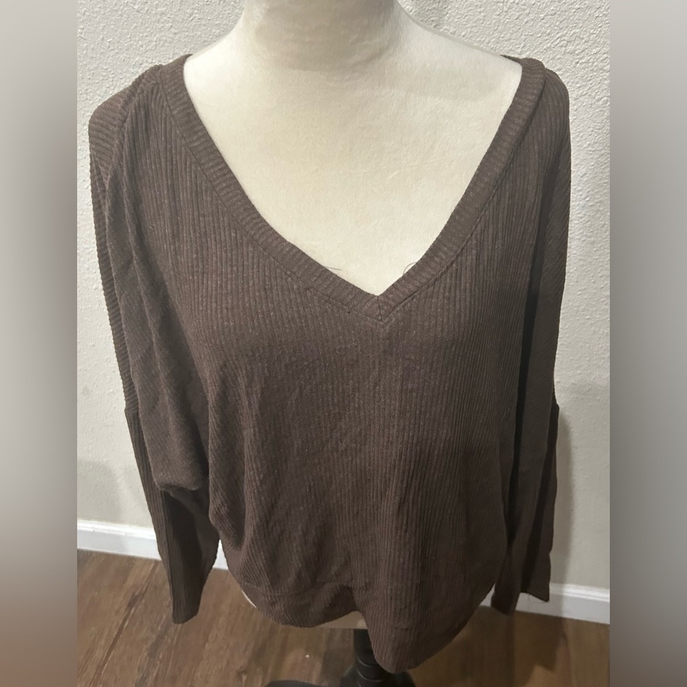 Women's Brown V-Neck soft sleep Top size XL NWT